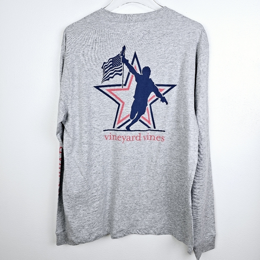 Vineyard Vines Lax Victory Lap Heather Grey Long Sleeve Shirt NWT